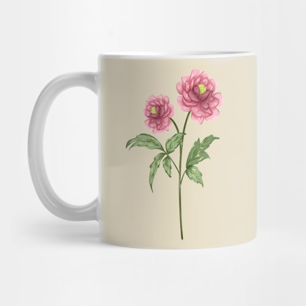 Pink Peony 1 Botanical by Salfiart